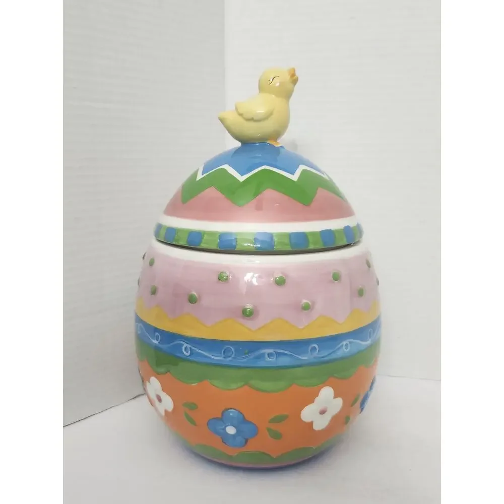 Easter Egg Chick Finial David's Cookies Ceramic Cookie Jar